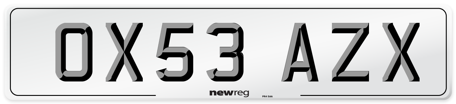 OX53 AZX Number Plate from New Reg